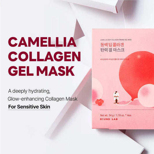 Camellia Deep Collagen Firming Gel Mask - 34g x 4 Sheets-Round Lab-Noura Skincare