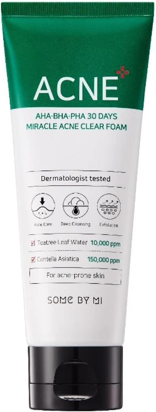 AHA BHA PHA 30 DAYS Miracle Acne Clear Foam - 100ml-SOME BY MI-Noura Skincare