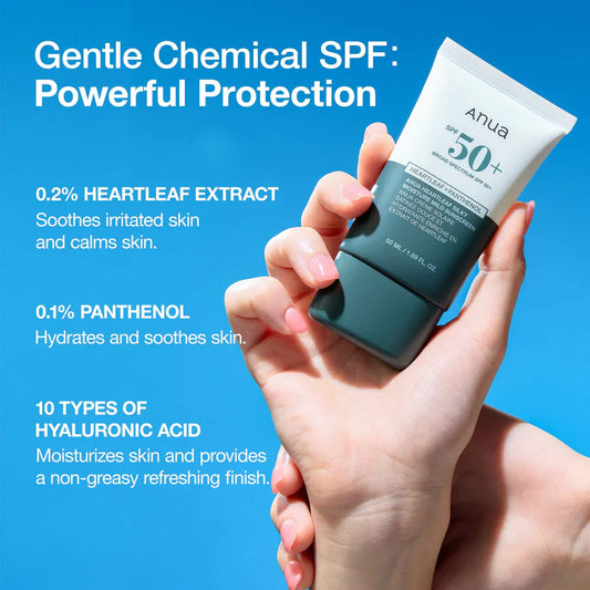 Heartleaf Silky Moisture Mild Sunscreen - 50ml-ANUA-Noura Skincare