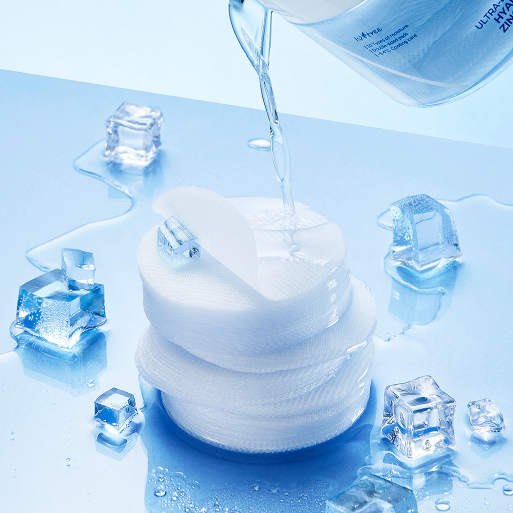 Ultra-Low Molecular Hyaluronic Acid Zinc Cooling Pad - 60 Pads-Isntree-Noura Skincare