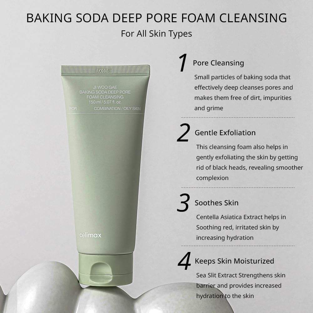 Ji Woo Gae Baking Soda Deep Pore Foam Cleansing - 150ml-Celimax-Noura Skincare