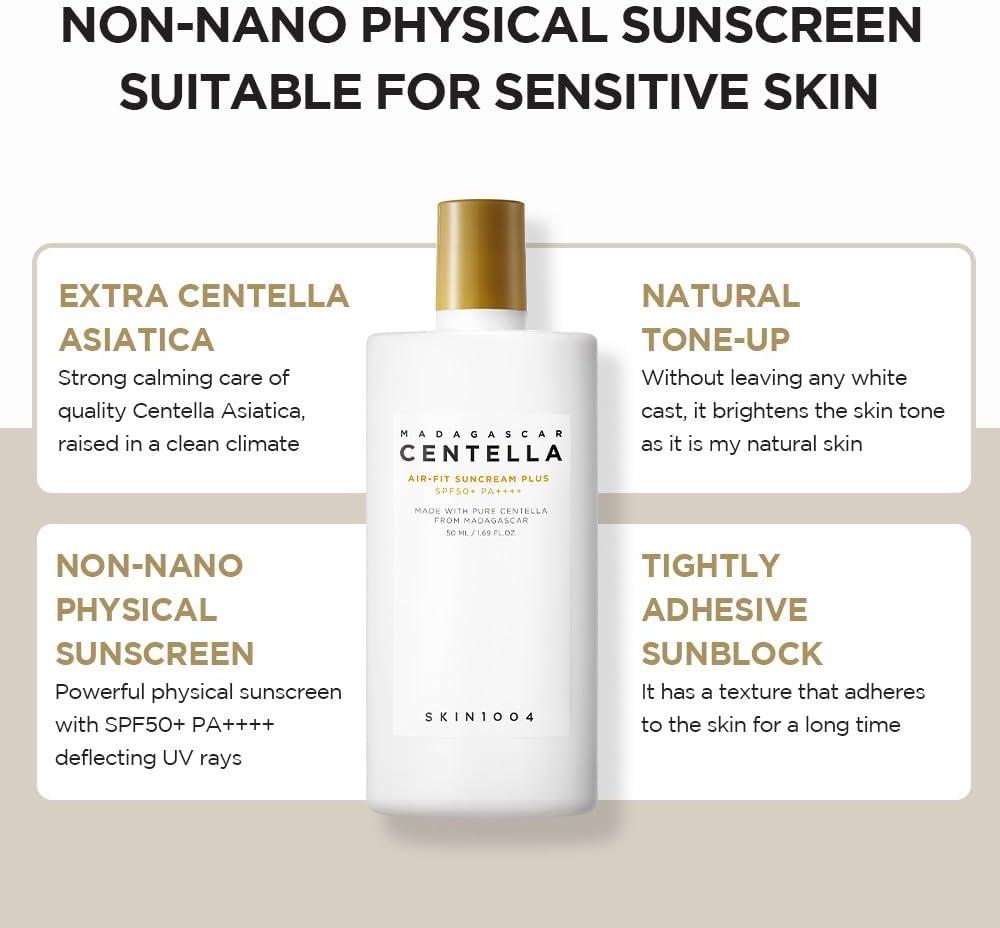 Madagascar Centella Air-Fit Suncream Plus (SPF50+ PA++++) - 50ml-SKIN1004-Noura Skincare