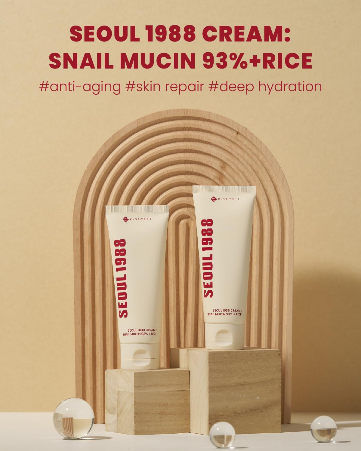 SEOUL 1988 Cream: Snail Mucin 93% + Rice - 100ml-K-SECRET-Noura Skincare