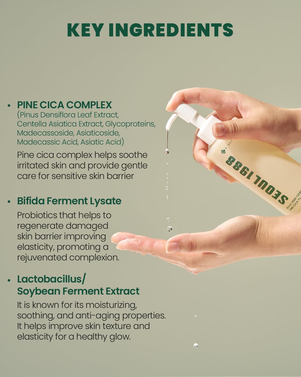 SEOUL 1988 Cleansing Oil: Pine Cica 1% + Probiotics-K-SECRET-Noura Skincare