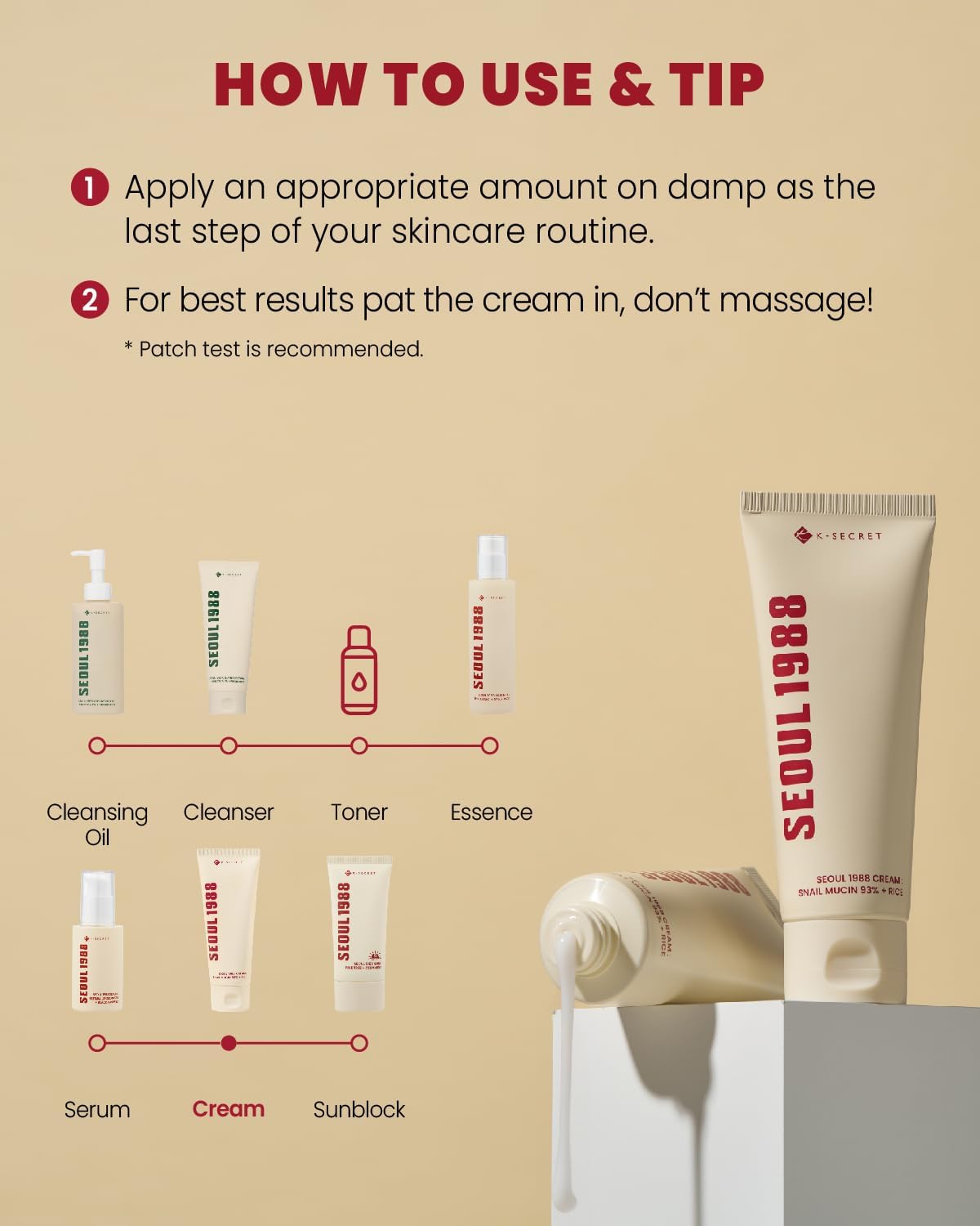 SEOUL 1988 Cream: Snail Mucin 93% + Rice - 100ml-K-SECRET-Noura Skincare