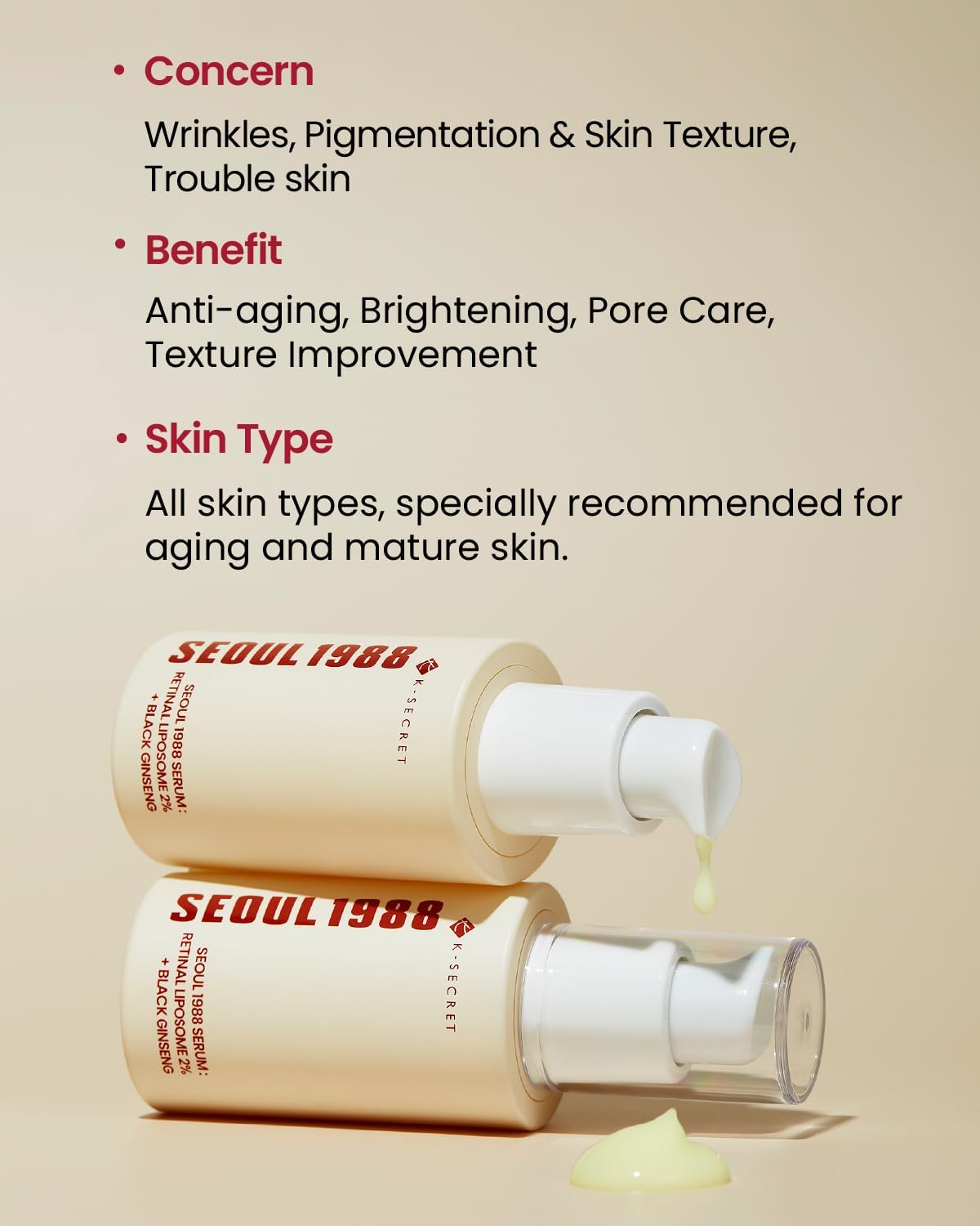 SEOUL 1988 Serum: Retinal Liposome 2% + Black Ginseng - 30ml-K-SECRET-Noura Skincare