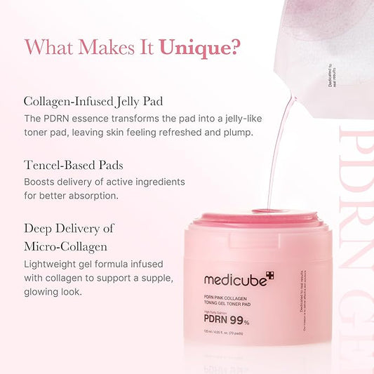 PDRN Pink Collagen Toning Gel Toner Pad - 70 Pads-Medicube-Noura Skincare