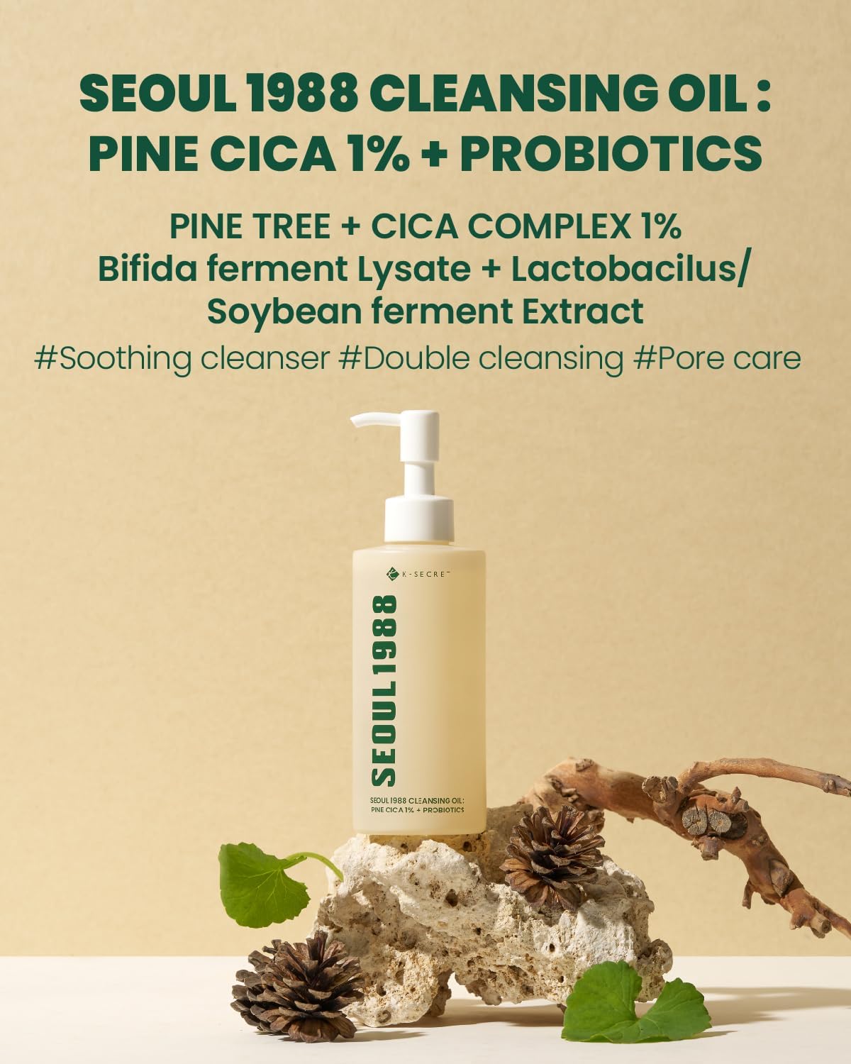 SEOUL 1988 Cleansing Oil: Pine Cica 1% + Probiotics-K-SECRET-Noura Skincare