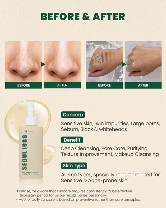SEOUL 1988 Cleansing Oil: Pine Cica 1% + Probiotics-K-SECRET-Noura Skincare