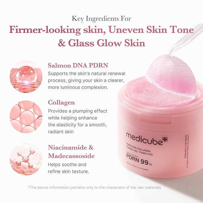 PDRN Pink Collagen Toning Gel Toner Pad - 70 Pads-Medicube-Noura Skincare