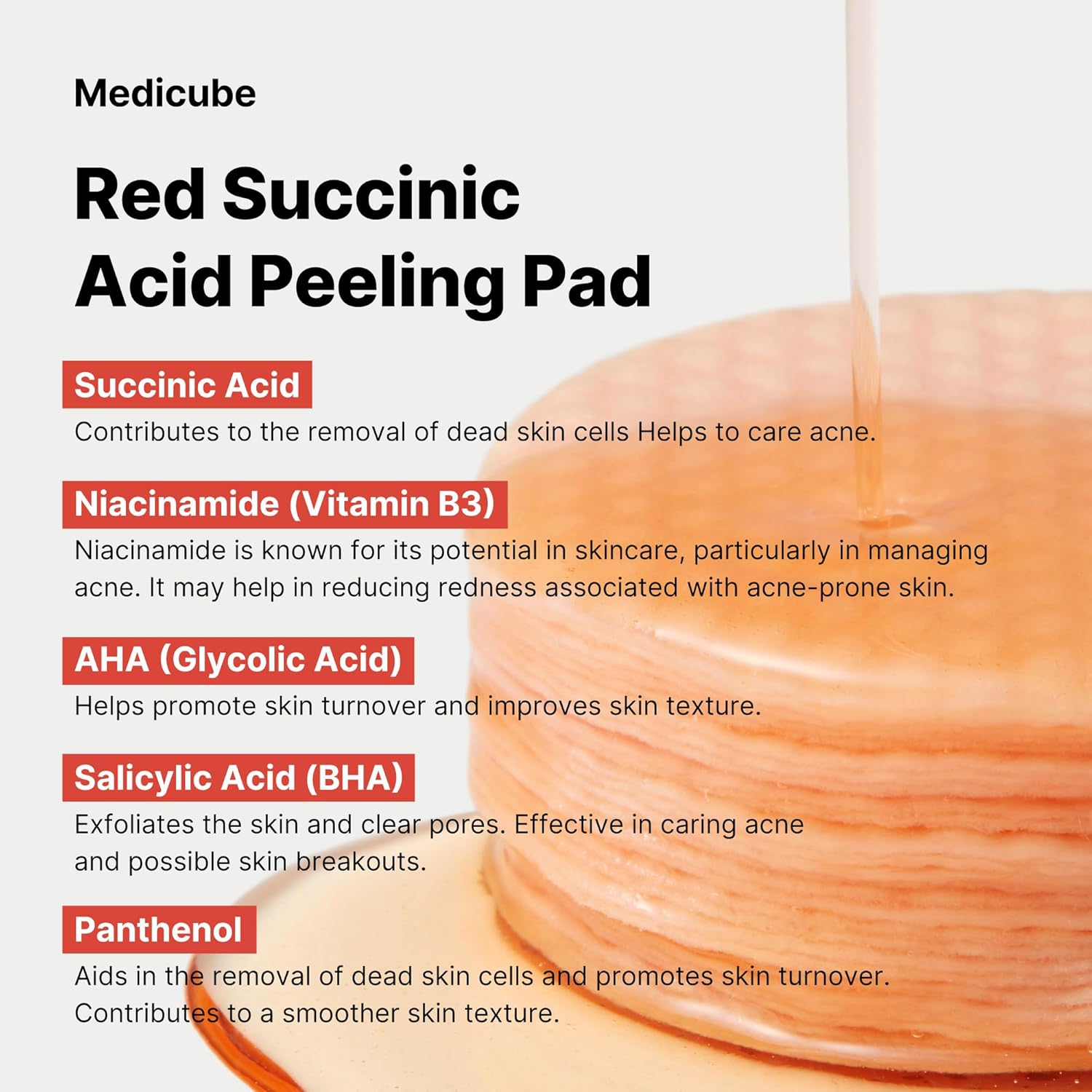 Red Succinic Acid Peeling Pad - 155g-Medicube-Noura Skincare