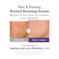 Advertisement for a pore and firming retinol boosting serum showing before and after effects on skin.
