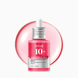 Anua skincare serum bottle with dropper on a white background