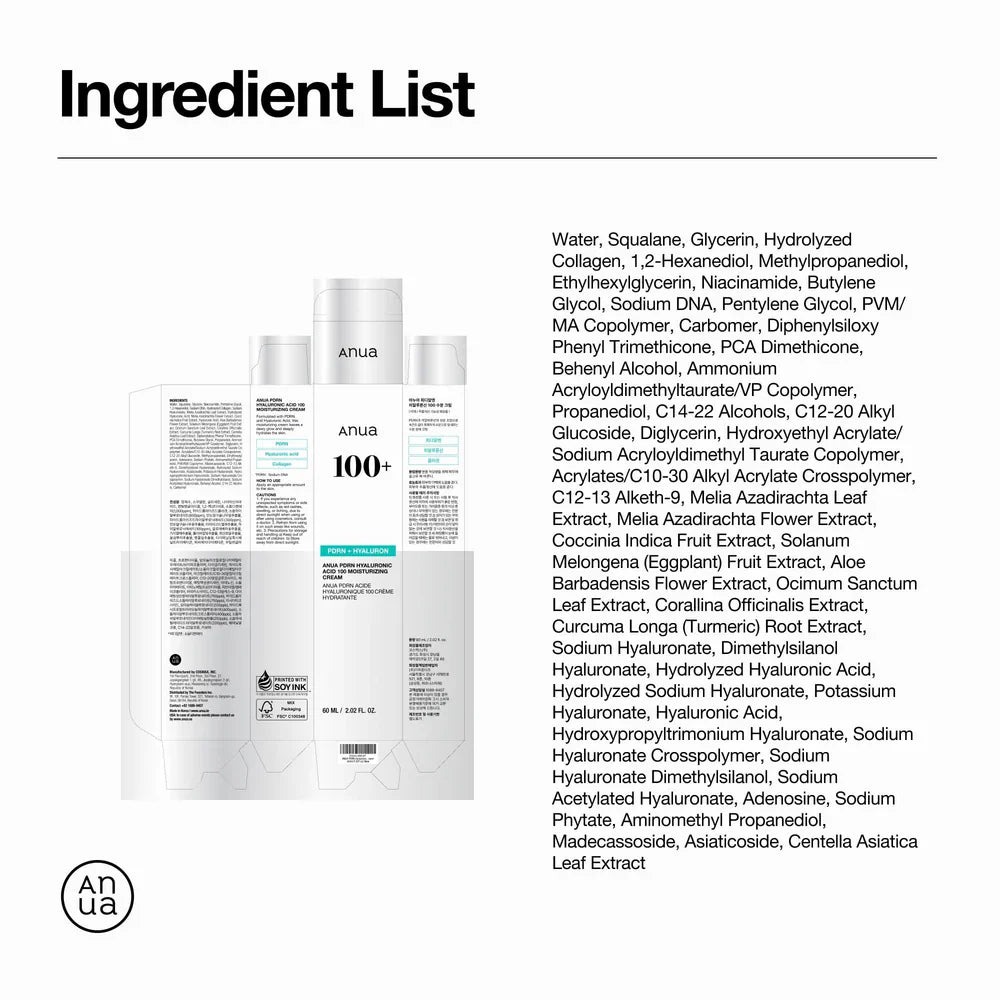PDRN Hyaluronic Acid 100 Moisturizing Cream - 60ml-ANUA-Noura Skincare