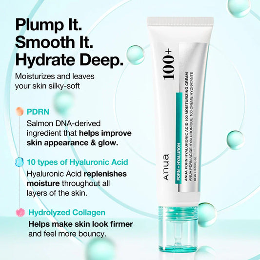 PDRN Hyaluronic Acid 100 Moisturizing Cream - 60ml-ANUA-Noura Skincare
