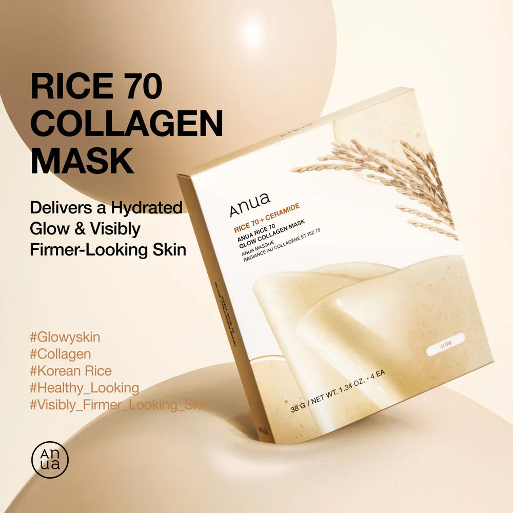 Rice 70 Glow Collagen Mask - 4 Pcs-ANUA-Noura Skincare