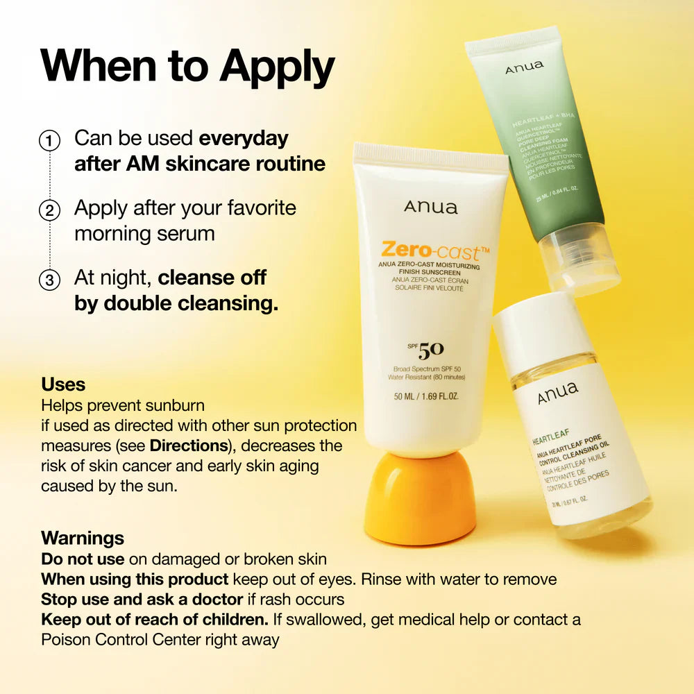 Zero-cast Moisturizing Finish Sunscreen - 50ml-ANUA-Noura Skincare
