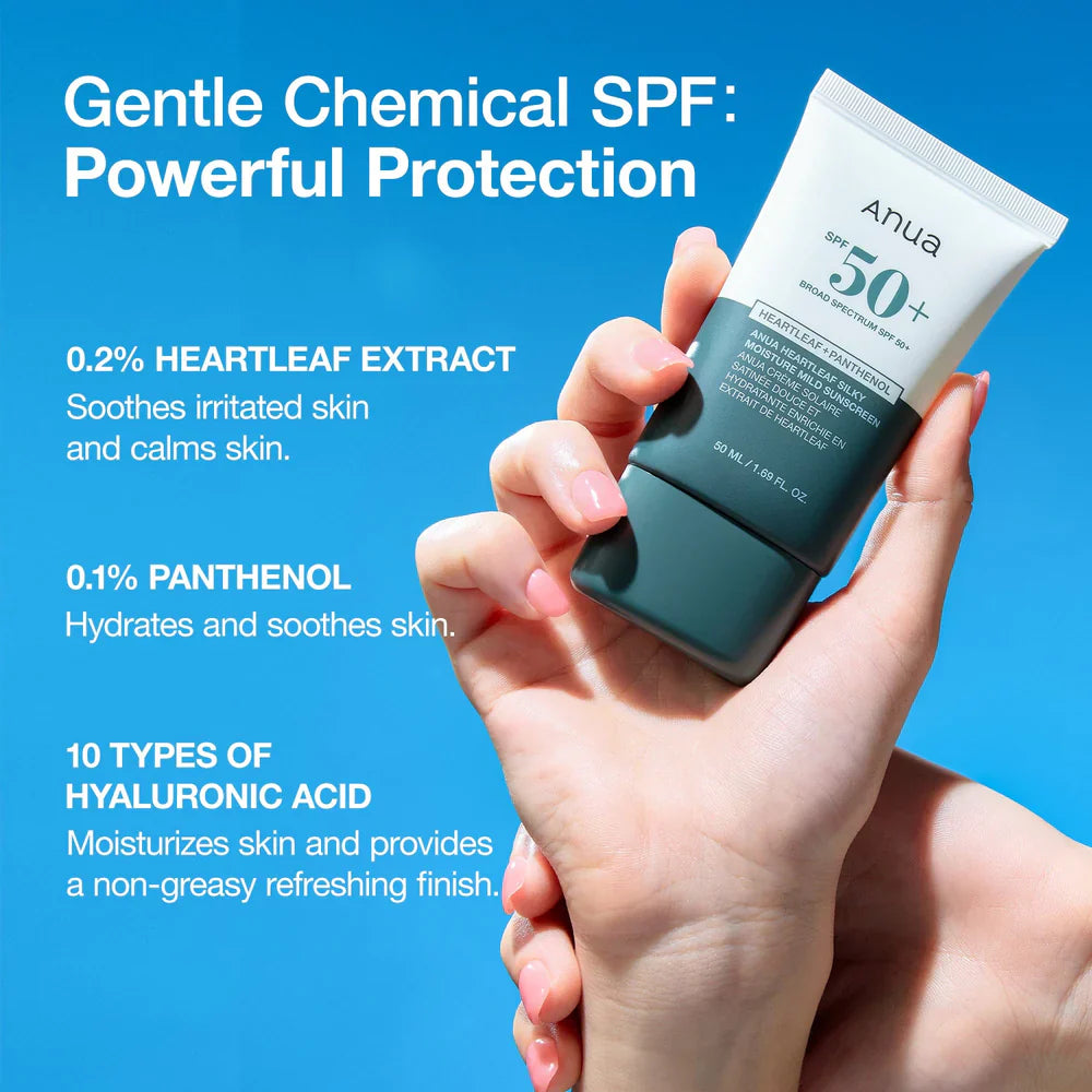Heartleaf Silky Moisture Mild Sunscreen - 50ml-ANUA-Noura Skincare