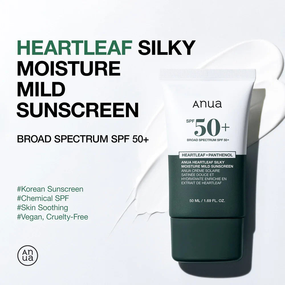 Heartleaf Silky Moisture Mild Sunscreen - 50ml-ANUA-Noura Skincare