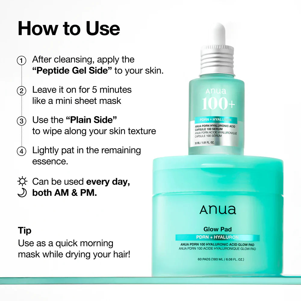 PDRN 100 Hyaluronic Acid Glow Pad - 60 Pads-ANUA-Noura Skincare