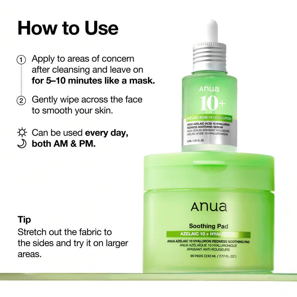 Azelaic 10 Hyaluron Redness Soothing Pad - 60 Pads-ANUA-Noura Skincare