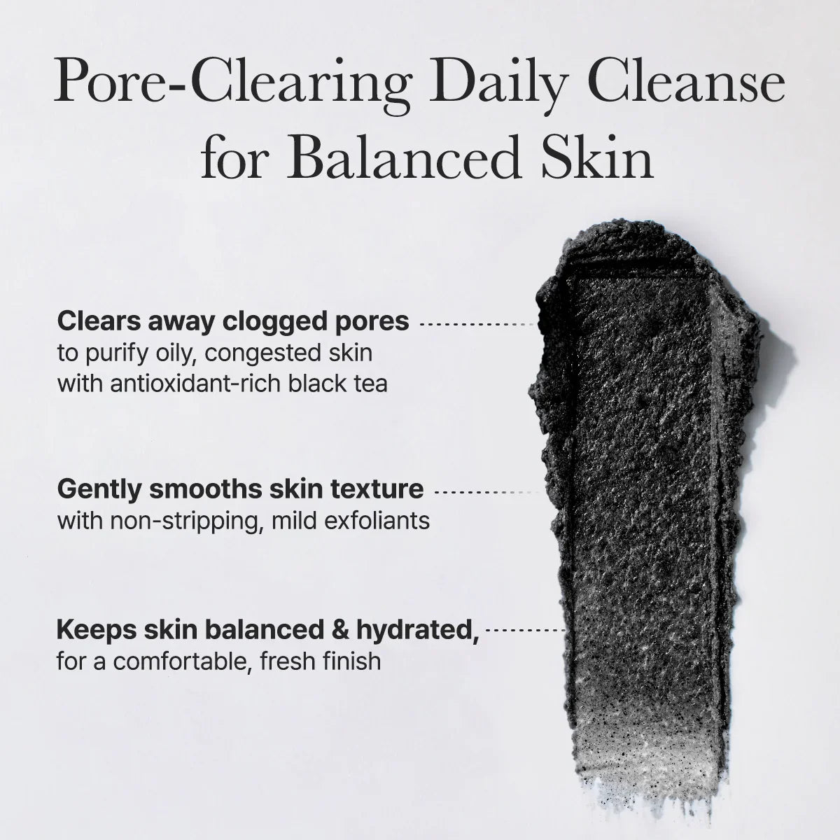 Pore-clearing daily cleanse product with text on a white background