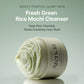 Jar of Arencia Fresh Green Rice Mochi Cleanser with text on a light green background