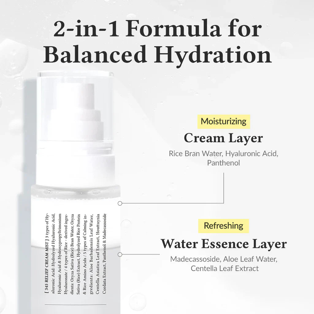 Key ingredients Rice Bran Water and Panthenol chart Noura Skincare