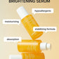 Celimax PORE+DARK SPOT BRIGHTENING SERUM bottles with text highlighting features on a beige background