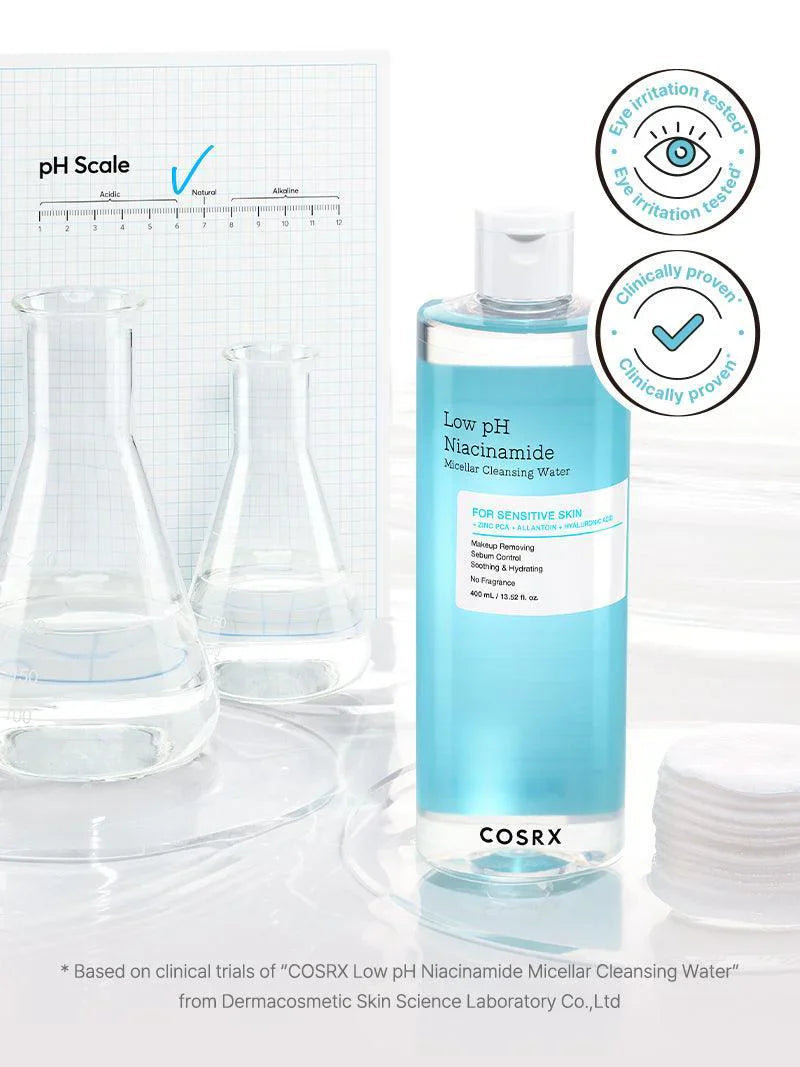 Low pH Niacinamide Micellar Cleansing Water - 400ml-CosRX-Noura Skincare