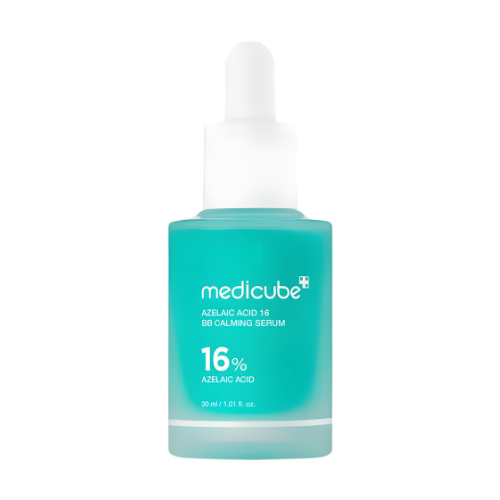 Medicube Azelaic Acid 16 BB Calming Serum bottle on white background for blemish and redness care.