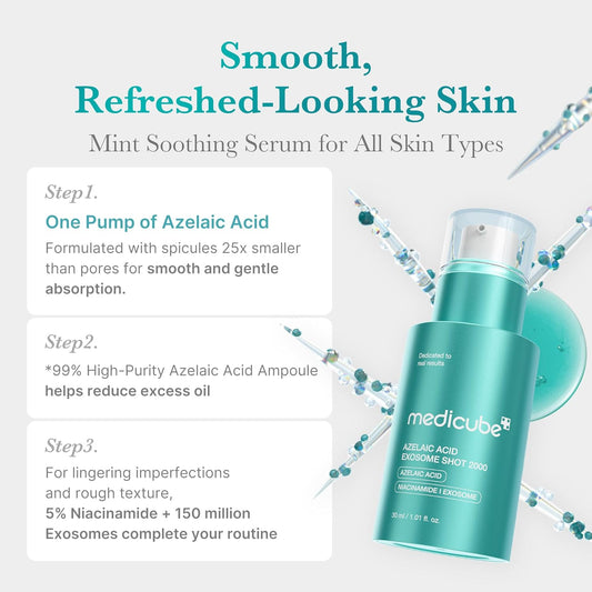 Flat lay of Medicube Exosome Shot Serum for blemish-prone skin.