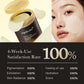 Medicube deep vita c pad with a woman's face wearing patches, showing 4-week use satisfaction rate on a beige background.