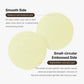 Two circular pads with text describing their uses on a white background