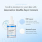 Medicube Hyaluronic Multi Peptide Serum with text explaining double-layer texture on a light blue background