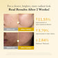 Before and after skin improvement results with percentages on a beige background