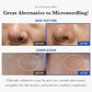 Before and after comparison of skin texture and complexion with text highlighting benefits by nouraskincare.