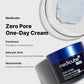 Medicube Zero Pore One-Day Cream jar with open lid showing cream, on a light gray background.