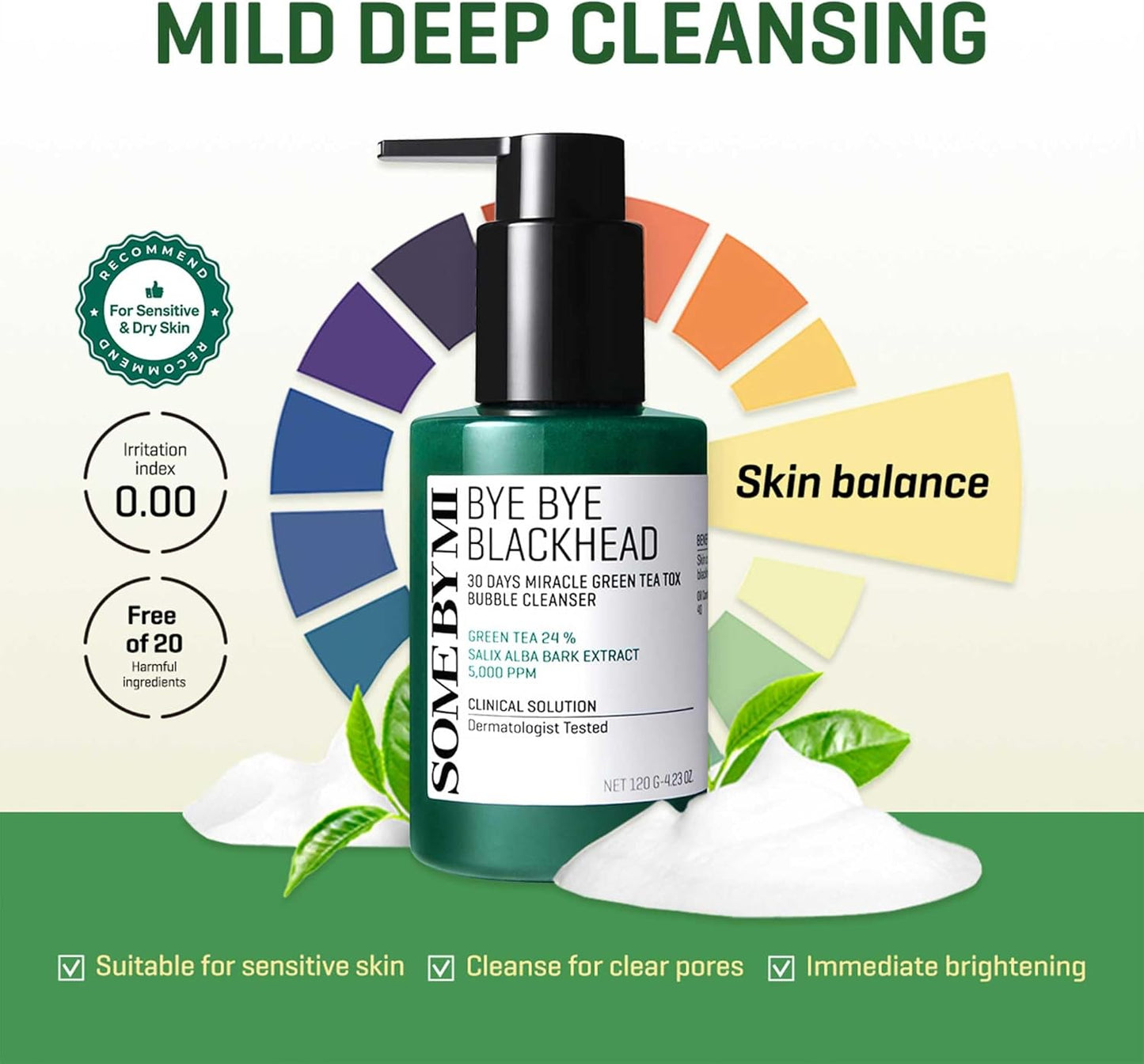 Bye Bye Blackhead 30 Days Miracle Green Tea Tox Bubble Cleanser - 120g